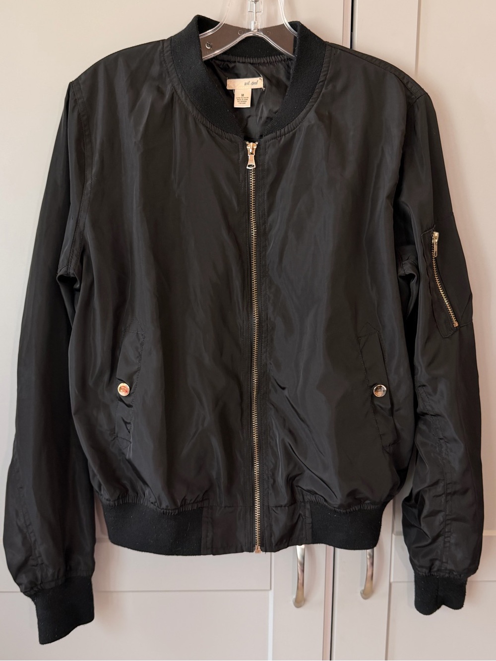 Wet Seal Black Zip Up Bomber Jacket M Y2K